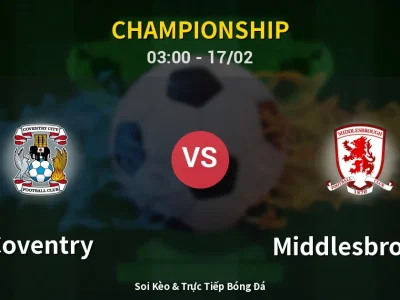 Kết Quả: Coventry 3-1 Middlesbrough – Highlight & Bàn Thắng | Championship