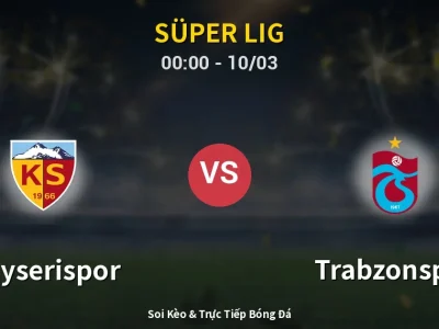 Kết Quả: Kayserispor 1-3 Trabzonspor – Highlight & Bàn Thắng | Süper Lig